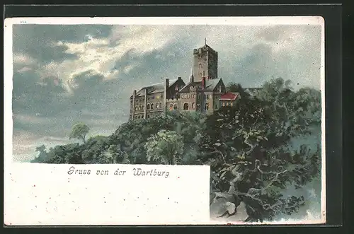 Lithographie Gesamtansicht der Wartburg