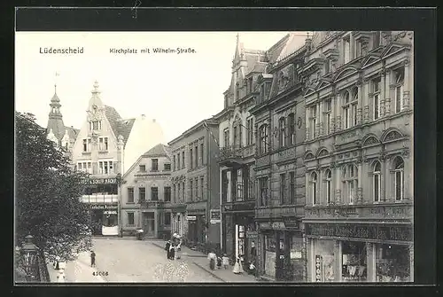 AK Lüdenscheid, Kirchplatz mit Wilhelm-Strasse