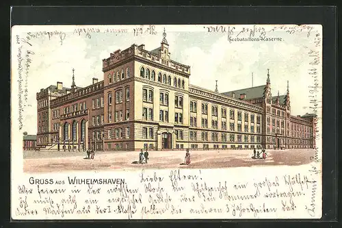 Lithographie Wilhelmshaven, Seebataillons-Kaserne