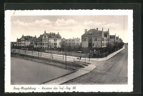 AK Burg / Magdeburg, Kaserne des Inf.-Reg. 66