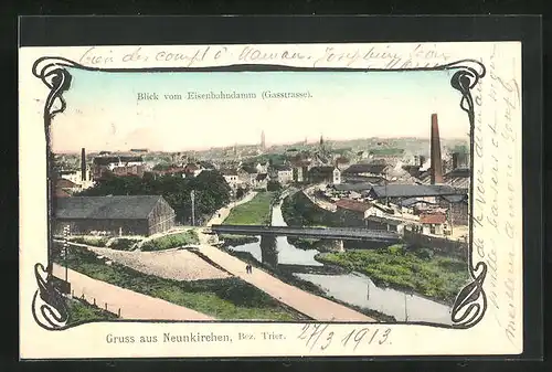AK Neunkirchen / Trier, Blick vom Eisenbahndamm