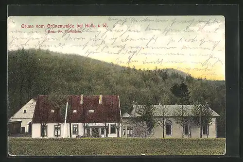 AK Halle i. W., Gasthaus Grünenwalde, Bes. Fr. Flottmann