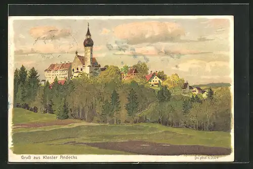 AK Andechs, Blick auf das Kloster