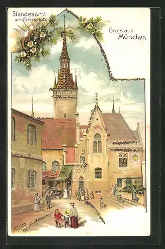 Lithographie München, Standesamt am Petersplatz