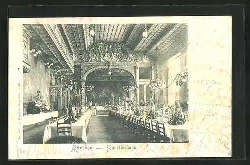 AK München, Speisesaal im Künstlerhaus