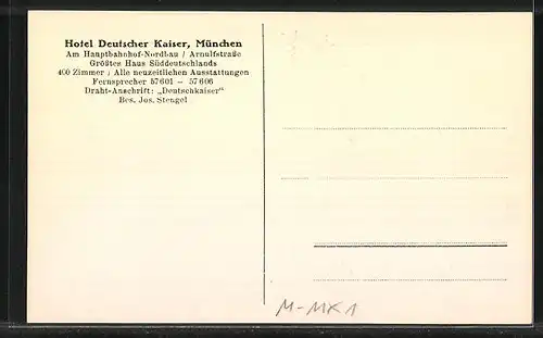 AK München, Hotel Deutscher Kaiser, Blick in die Grosse Halle