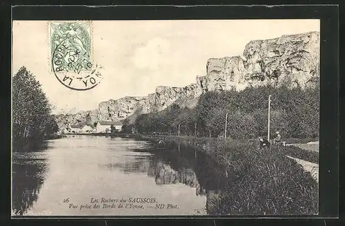 AK Le Saussois, Vue prise des Bords de l'Yonne