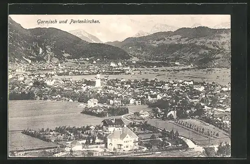 AK Garmisch, Gesamtansicht mit Blick auf Partenkirchen