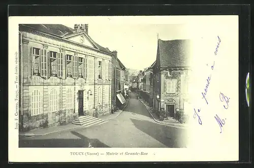 AK Toucy, Mairie et Grande-Rue