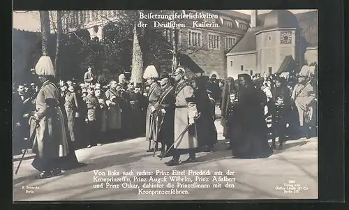AK Beisetzungsfeierlichkeiten der Kaiserin Auguste Victoria - im Trauerzug Prinz Eitel Friedrich, Prinz August Wilhelm