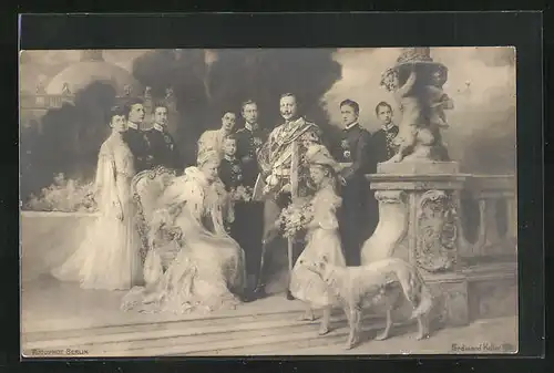 AK Kaiser Wilhelm II. und König von Preussen im Kreise seiner Familie