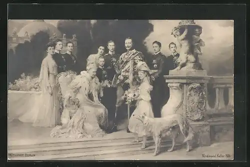 AK Kaiser Wilhelm II. und König von Preussen im Kreise seiner Familie