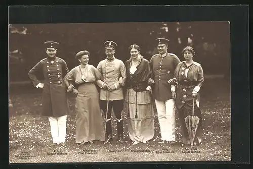 AK Prinz August Wilhelm, Kronprinz und Prinz Eitel Friedrich mit Bräuten