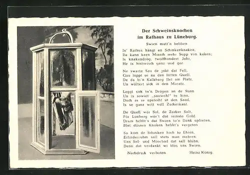 AK Lüneburg, Der Schweinsknochen im Rathaus mit Gedicht