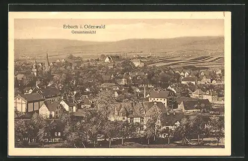 AK Erbach i. Odenwald, Totalansicht aus der Vogelschau