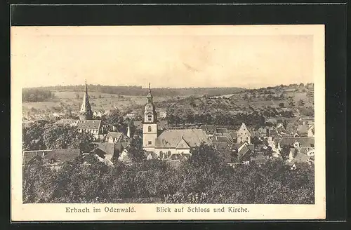 AK Erbach im Odenwald, Blick auf Schloss und Kirche