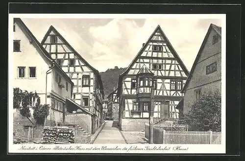 AK Neustadt /Odenwald, Altdeutsches Haus mit dem Wahrzeichen der früheren Gerichtsbarkeit