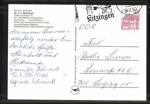 AK Abtswind am Steigerwald, Weingut-Gaststätte Behringer