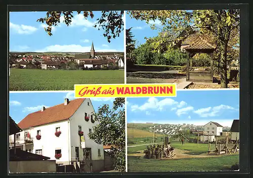 AK Waldbrunn, Vier Ansichten aus dem Ort