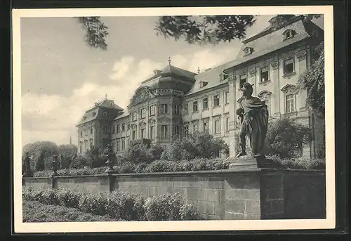 AK Werneck, Gartenfront mit Terrassenmauer vom Schloss