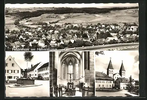 AK Heidenheim am Hahnenkamm, Gesamtansicht, Marktplatz, Inneres und Äusseres der Kirche