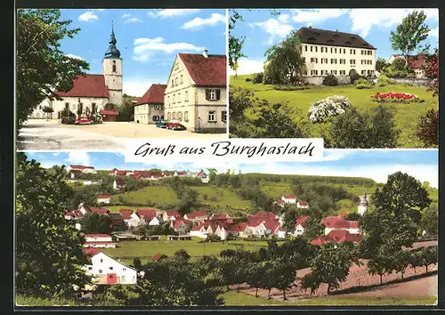 AK Burghaslach, Drei Ansichten aus der Ortschaft
