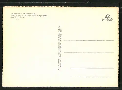 AK Michelstadt im Odenwald, Stadion mit Blick zum Bundeslagerplatz des C.V.J.M. aus der Vogelschau