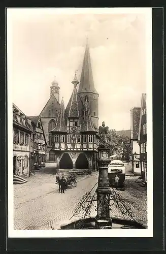 AK Michelstadt im Odenwald, Rathaus mit Brunnen