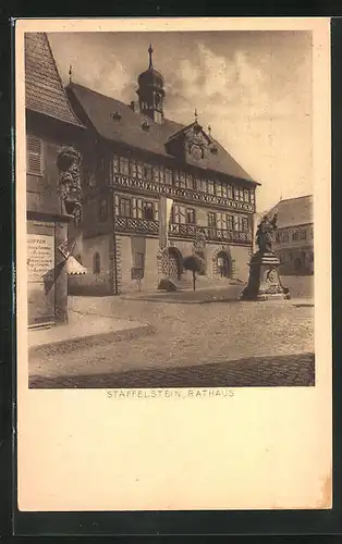 AK Staffelstein, Rathaus mit Denkmal