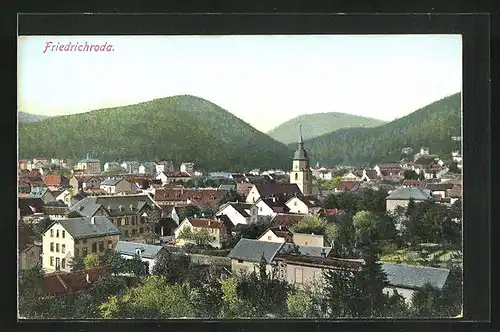 AK Friedrichroda, Blick über die Dächer der Stadt