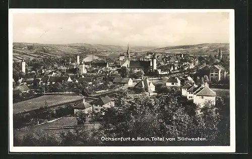 AK Ochsenfurt am Main, Blick auf die Stadt von Südwesten aus