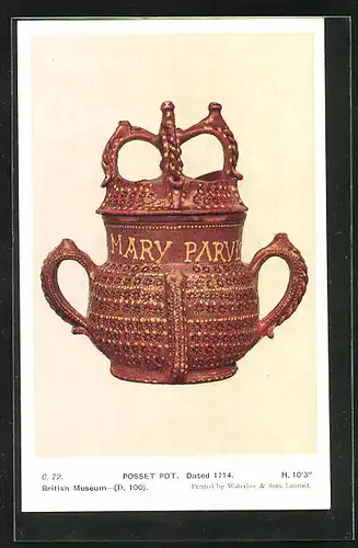 AK British Museum, Posset Pot. Dated 1714e