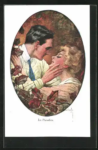 Künstler-AK Ruab Gnischaf: Liebespaar im Paradies