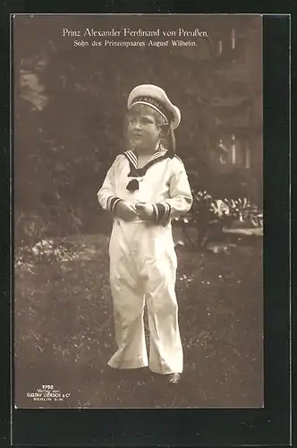 AK Prinz Alexander Ferdinand von Preussen, in Seemannskostüm im Garten, Prinz August Wilhelm von Preussen
