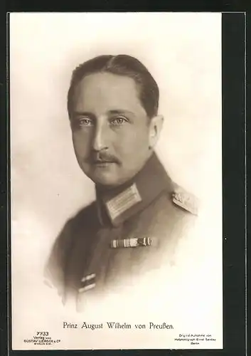AK Prinz August Wilhelm von Preussen, in Uniform portraitiert