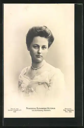 AK Prinzessin Alexandra Victoria von Schleswig-Holstein, Braut von Prinz August Wilhelm von Preussen