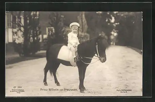 AK Prinz Wilhelm von Preussen, Ausritt auf seinem Pony