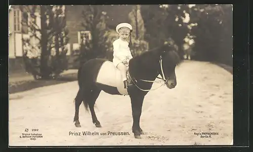 AK Prinz Wilhelm von Preussen, Ausritt auf seinem Pony