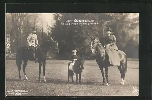 AK Prinz Wilhelm von Preussen, Ausritt gemeinsam mit dem Kronprinzenpaar