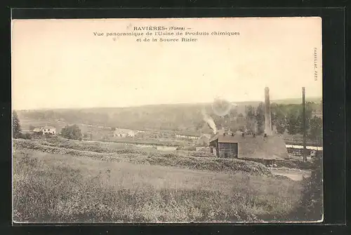 AK Ravieres en Bourgogne, Vue Panoramique de l`Usine de Produits Chimiques et de la Source Rizier