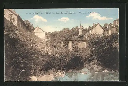 AK Sauvigny-le-Beureal, Les Usines de Montzeron, Vue sur les Passerelles