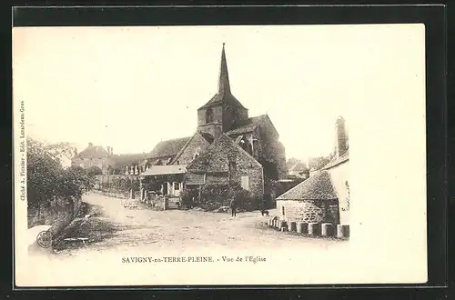 AK Savigny-en-Terre-Pleine, Vue de l`Eglise