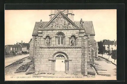 AK Quarre-les-Tombes, Sarcophages en pierre autour de l`Eglise