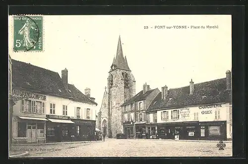 AK Pont-sur-Yonne, Place du Marche