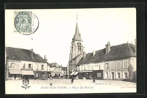 AK Pont-sur-Yonne, Place du Marche