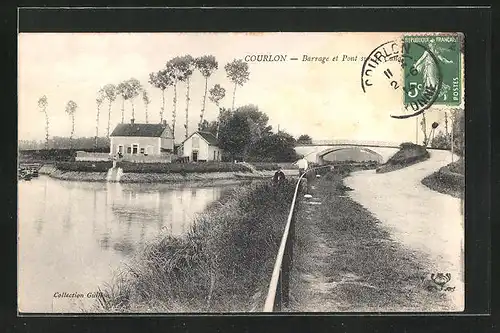 AK Courlon-sur-Yonne, Barrage et Pont sur le Canal