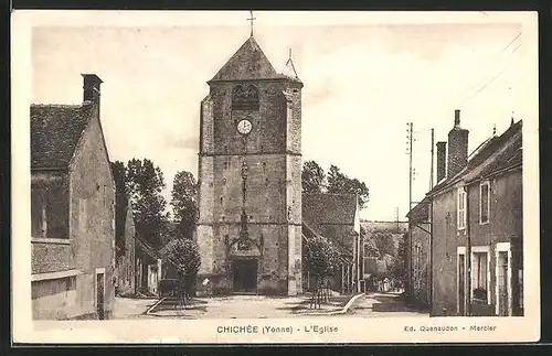 AK Chichee, L`Eglise, auf dem Kirchenvorplatz