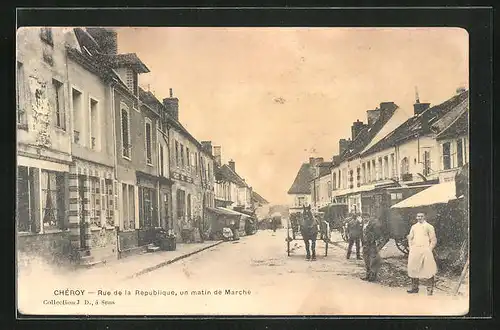 AK Cheroy, Rue de la Republique, un matin de Marche