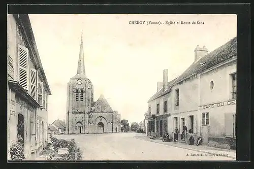 AK Cheroy, Eglise et Route de Sens