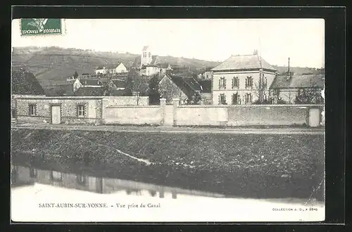 AK Saint-Aubin-sur-Yonne, Vue prise du Canal